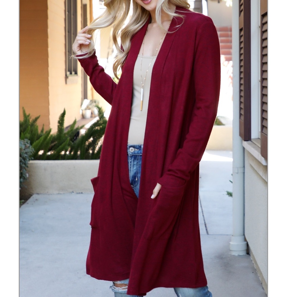 Waterfall cardigan red fall autumn